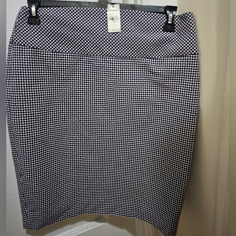 Express Blue and White Pencil Skirt